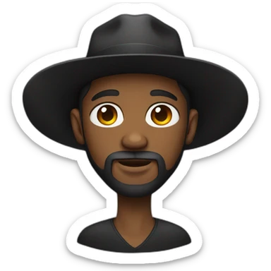 black man with wide-brimmed black hat beard sticker