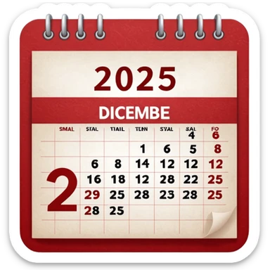 CALENDARIO DE DICIEMBRE 2025 ROJO sticker