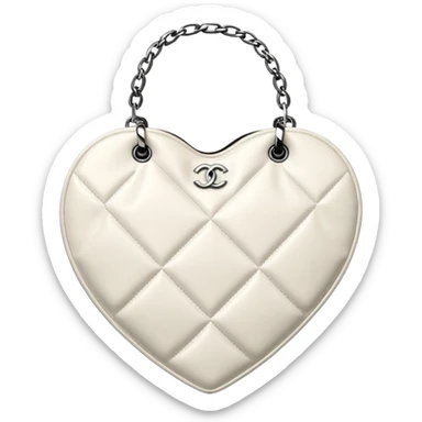 chanel white heart shape bag sticker