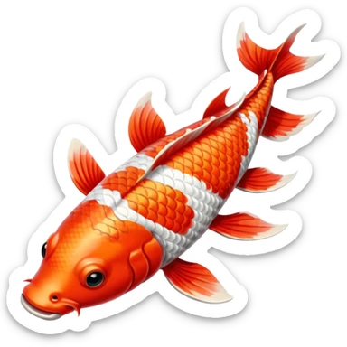 red white long Koi fish sticker
