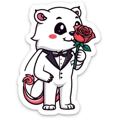 Beast from Beauty and the Beast with human mouth holding the enchanted rose, elegant formal outfit sticker