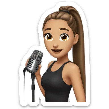 ariana grande with a ponytail and a microphone  sticker