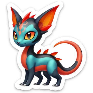 Colorful Translucent Tricky Hot Handsome Meloetta-Salandit-Litten-Pokémon-Fakémon-fusion-hybrid-creature sticker