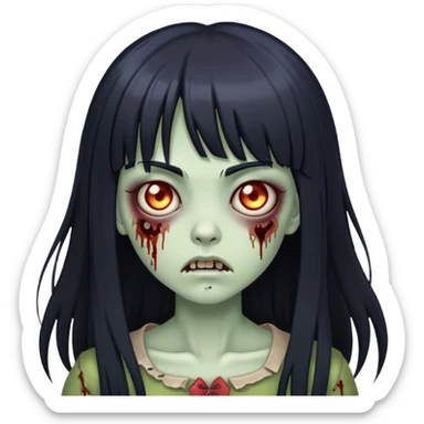 zombie girl with long black hair and bangs 🧟‍♀️ sticker