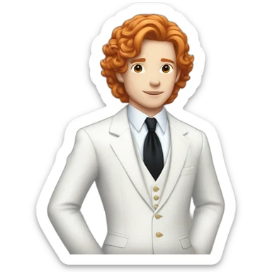 Blue rose black prince ginger hair white suit sticker