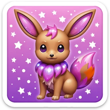 Kawaii Shiny Glowing Neon Glittery Sparkly Bling-bling Glittery Eevee Full Body sticker