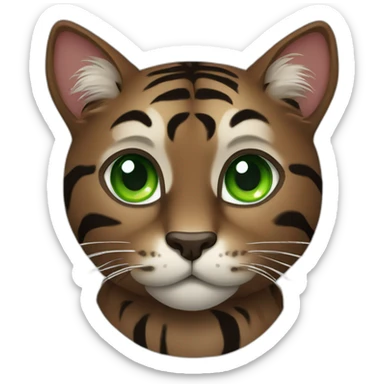 Dark Brown Tiger cat with green eyes sticker