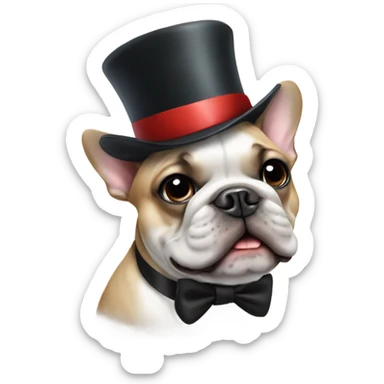 French bulldog with a top hat  sticker