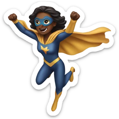 Female superhero flying sticker