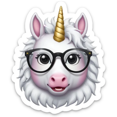 unicorn with black glasses sticker