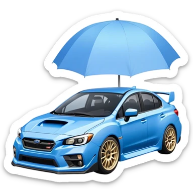 baby blue subaru impreza wrx sti with white rims sticker