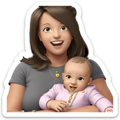 smiling baby girl with jewelry sticker