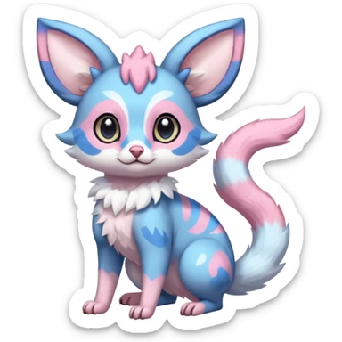 Rare realistic cute adorable epic aesthetic colorful Amaura-Sylveon-Civet-Genet-species-Fakemon-hybrid-creature, with markings, full body sticker