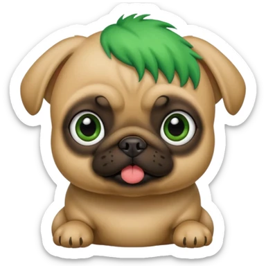 green haired baby pug sticker