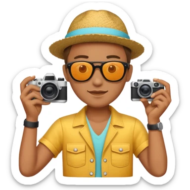 fotographer with summer clothes and sun glasses sticker