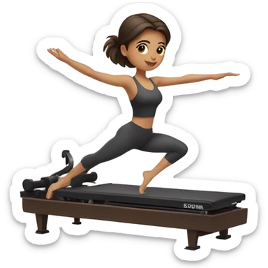 Brunette girl doing reformer Pilates sticker
