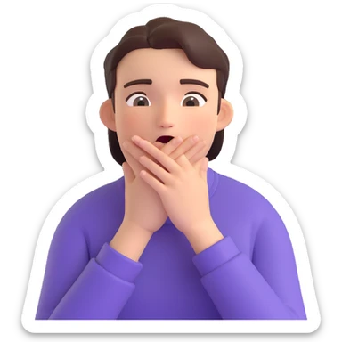 emoji of a person overwhelmed with excitement, flustered, hands covering mouth, eyes sparkling, energetic body language sticker