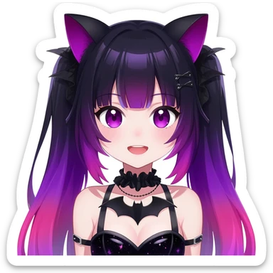 Gorgeous Cute Gothic Edgy Nebula Gradient Beautiful Anime Emo BatLady sticker