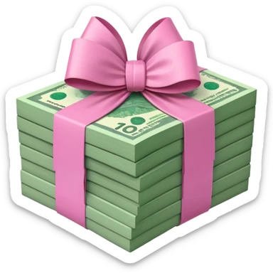 Forest Green Australian $100 notes stacked together and wrapped in a pink bow sticker