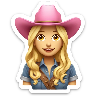 Mujer rubia con un sombrero de cowboy rosa sticker