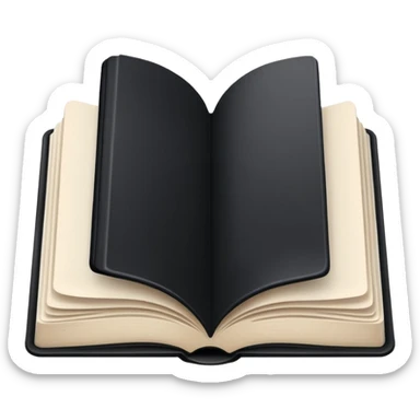 open book with black cover and with completely white pages sticker