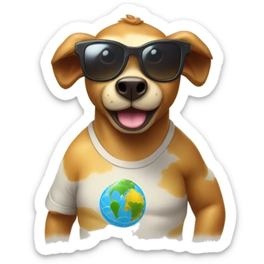 Hazme un emoji de una vaca surfeando con gafas de sol sticker