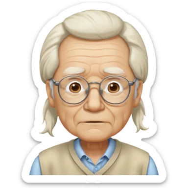 Old man with glasses and long white pony tail sticker