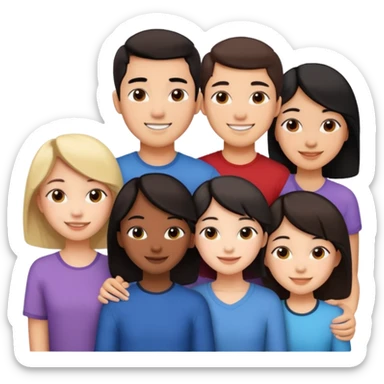 Friendship - relationship of mutual affection between people -  girls and a boy of various races with at least one asian girl. Show their necks, and shoulders please - have at least one black person also sticker