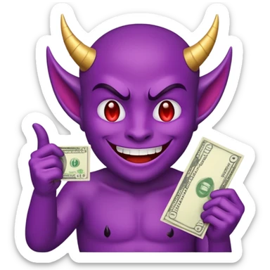 purple devil emoji (fun and light hearted) with money  sticker