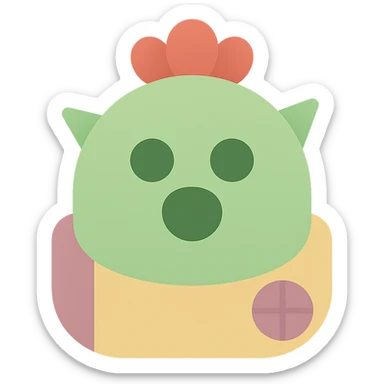 Spike from Brawl Stars, lineal color icon style, clean lines and soft color fills sticker