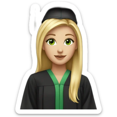 Graduating blonde green eyed girl sticker