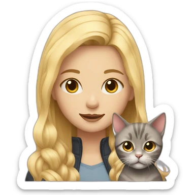 blonde-haired girl with a cat sticker