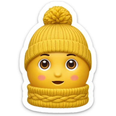 Winter Knit Hat yellow sticker