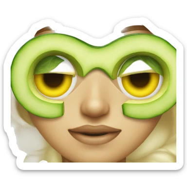 Yellow Emoji with cucumber on her eyes sticker