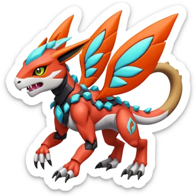 Meloetta-Guilmon-Wargreymon-Protogen-Pokémon-Digimon-Fakémon-fusion-hybrid-creature sticker