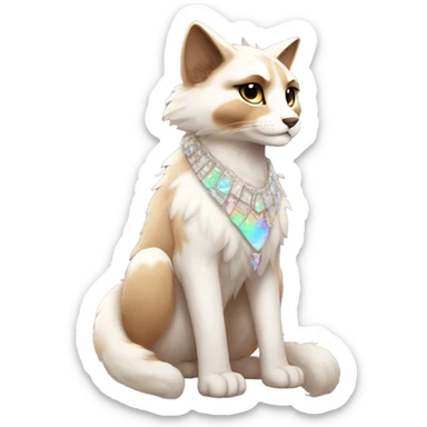 Furry, sparkle, iridescent, colorful, pastel, edgy, cool, fantasy beautiful, brown, beige, white, divine, godly, angelic, animal, anthro, full body, fursona, feline sticker