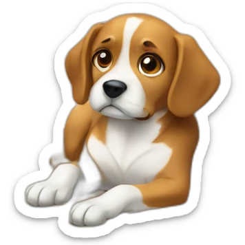 A dog lying on the ground is watching doors sticker