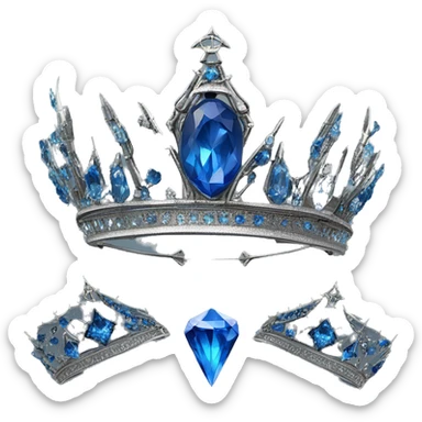 The Ravenclaw Diadem is a tiara-like object with a majestic design, made of gleaming silver and set with glittering blue gems. It is enchanted to enhance the wisdom and intellect of its wearer. Voldemort turned it into a Horcrux, embedding a fragment  sticker