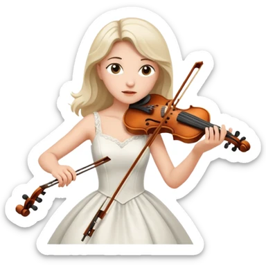 woman playing violin with white dress sticker