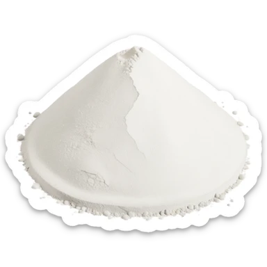 loose mound ultra-white matte chalky powder fine airy slightly uneven natural edges bright mineral-inspired look sticker