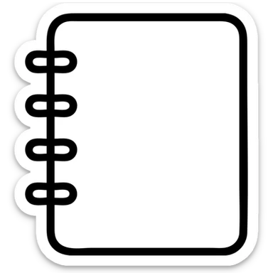notebook icon, spiral binding, minimal color, no text sticker