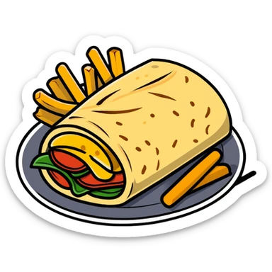 French tacos, grilled wrap with fillings, cheese, and fries sticker