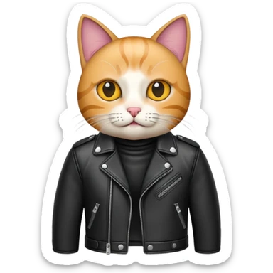 cat in leather jacket sticker