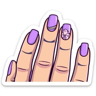 lilac pastel manicure with nail art designs sticker