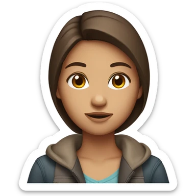 a girl with brown straight hair and brown eyes sticker