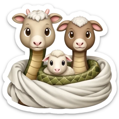 Snake with white weathered blanket and lamb with blanket sticker