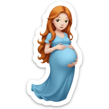 Ginger long hair lady pregnant with light blue clothes  sticker