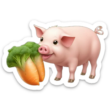 Cochon mange une carotte l sticker