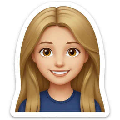 create a girl with dark blond long hair, hazel eyes and beautiful smile sticker