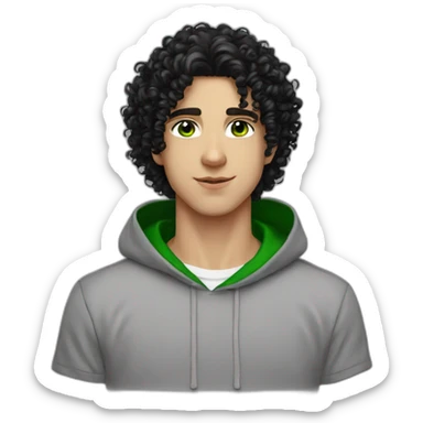 an EBOY blackhoodie green eyes curly black hair and caucasian sticker